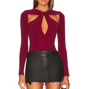 Suki Bodysuit in Dark Red Michael Costello